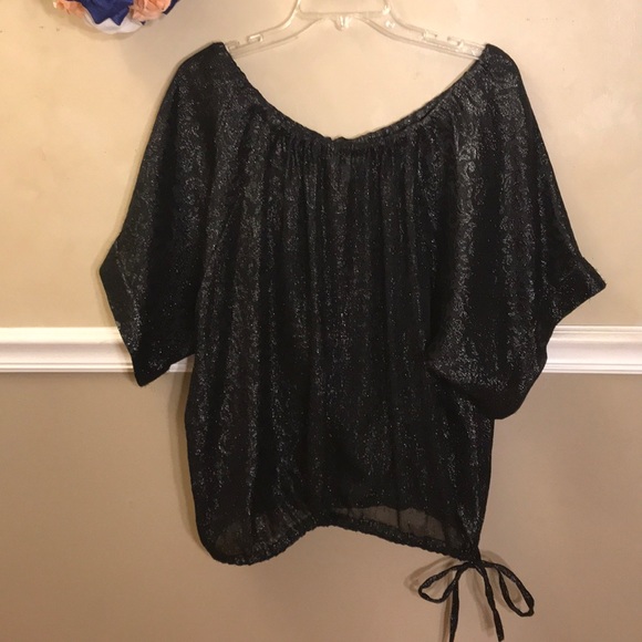 Worthington Tops - Worthington sparkle sheer drawstring tie top